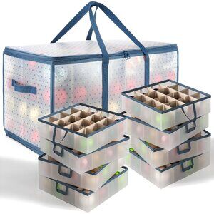 Large Transparent Christmas Ornament Storage Box for 128 Ornaments - Airtight &